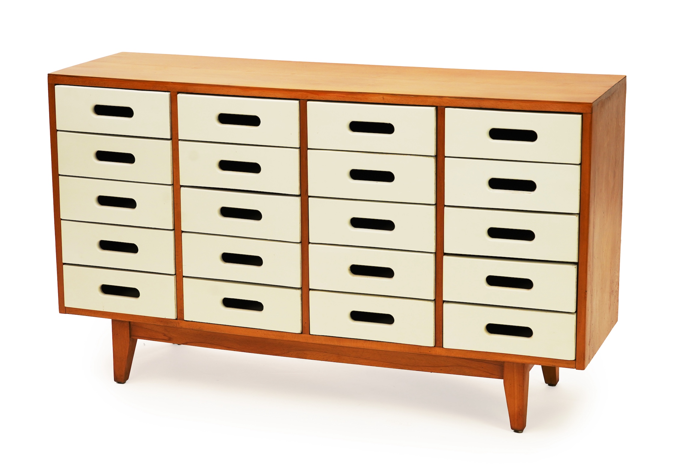 James Leonard (British, 20th century) for Esavian (E.S.A) Education Supply Association Ltd: A School (Scgool) bank of drawers